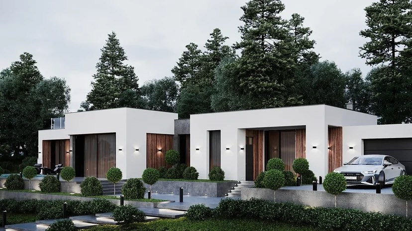 Дом в стиле минимализм в поселке Сукко с прекрасным видом на горы общей площадью 150 кв. м. Архитектор Вера Каракезиди