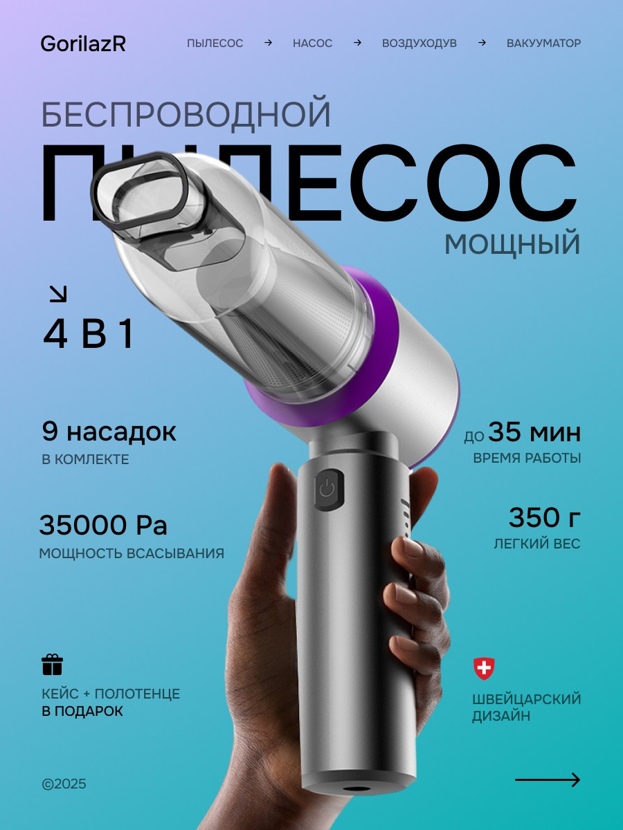 Пылесос автомобильный. TastyType ✦ контент для маркетплейсов