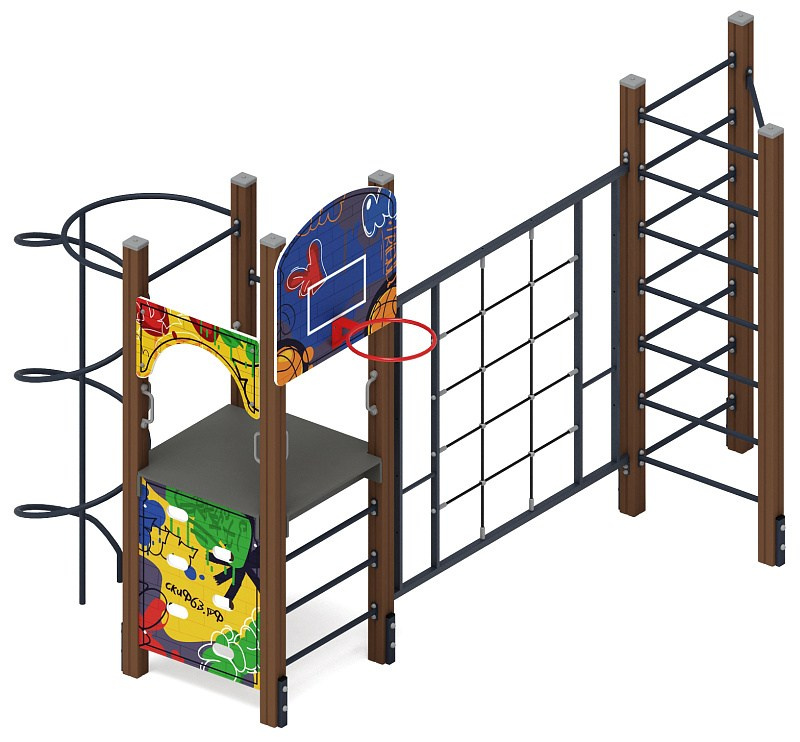 Спортивная серия (Граффити) СК 2.01.05-01 Габариты (ШхДхВ): 4000х2850х2880 Зона безопасности, мм: 7000х5850 Возрастные ограничения 5-12 лет