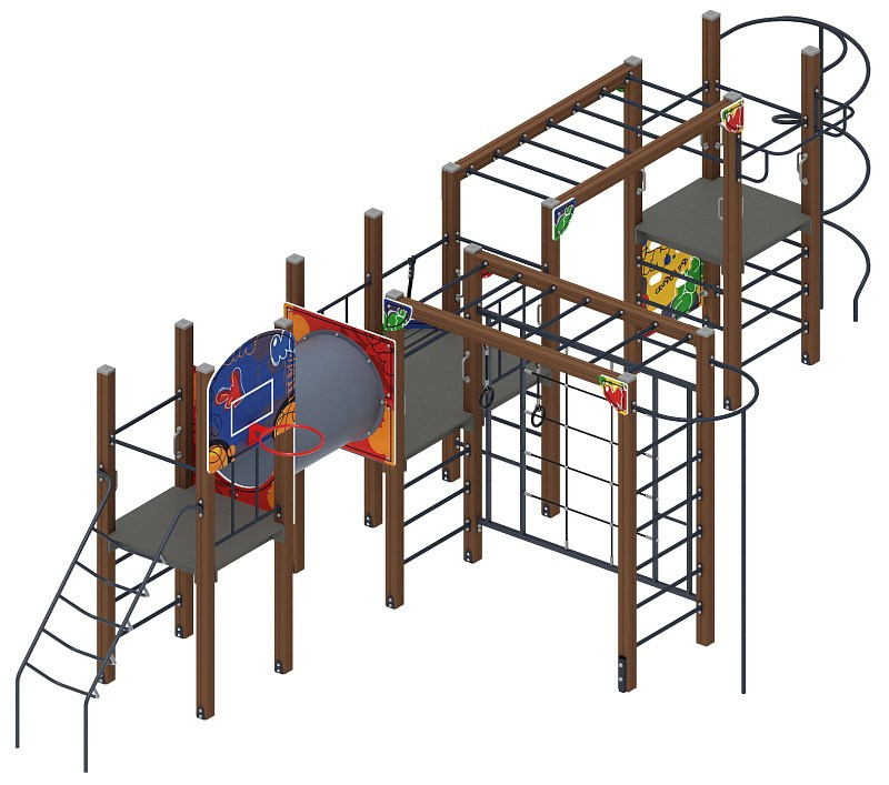 Спортивная серия (Граффити) СК 2.01.03-01 Габариты (ШхДхВ): 9200х5090х2880 Зона безопасности, мм: 12200х8090 Возрастные ограничения 5-12 лет