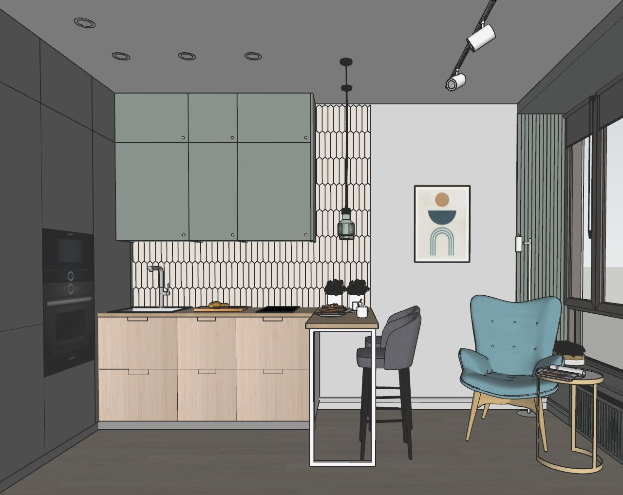 «На набережной» 37кв.м, фото. Дизайнер интерьеров Olala interior design