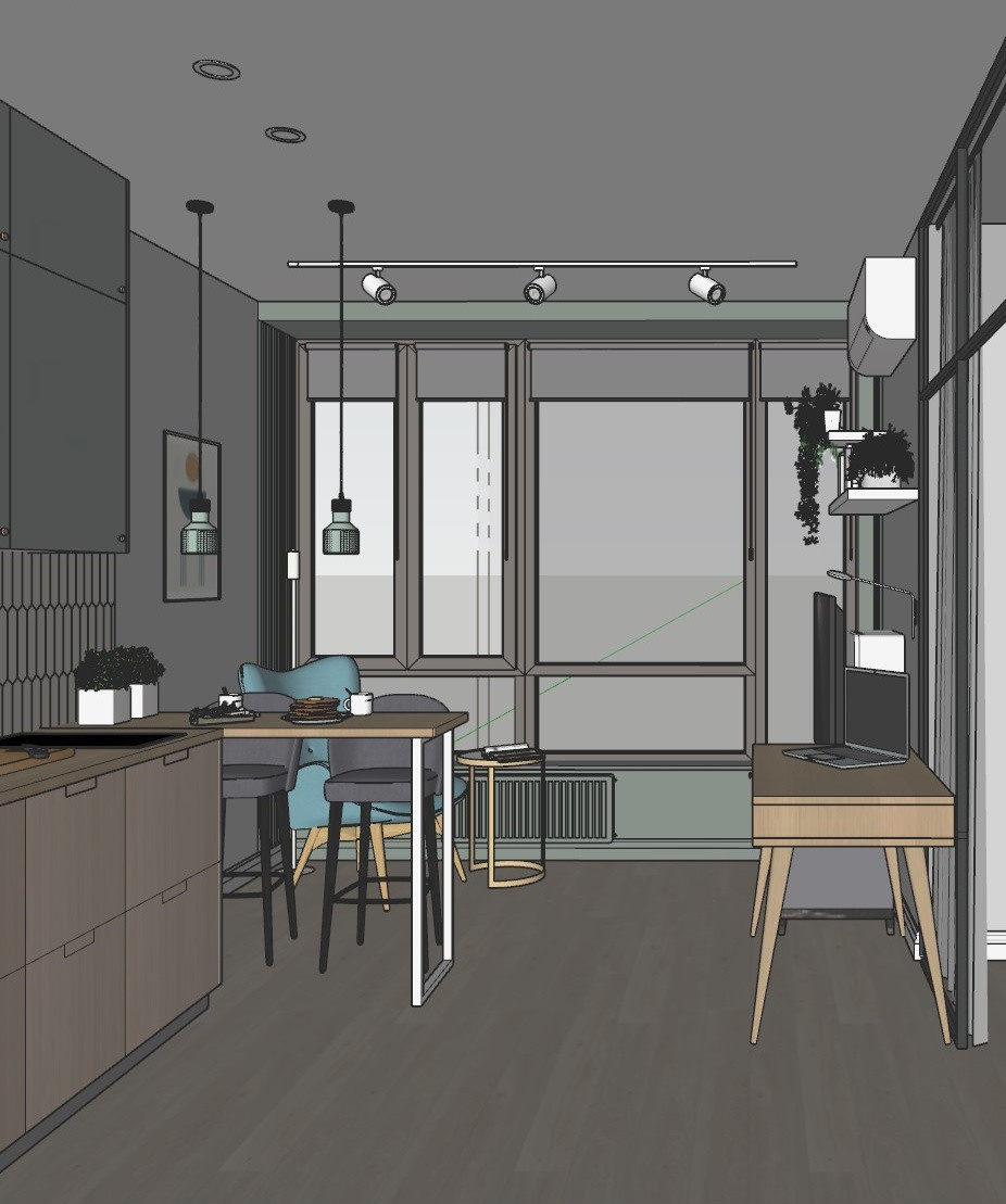 «На набережной» 37кв.м, фото. Дизайнер интерьеров Olala interior design