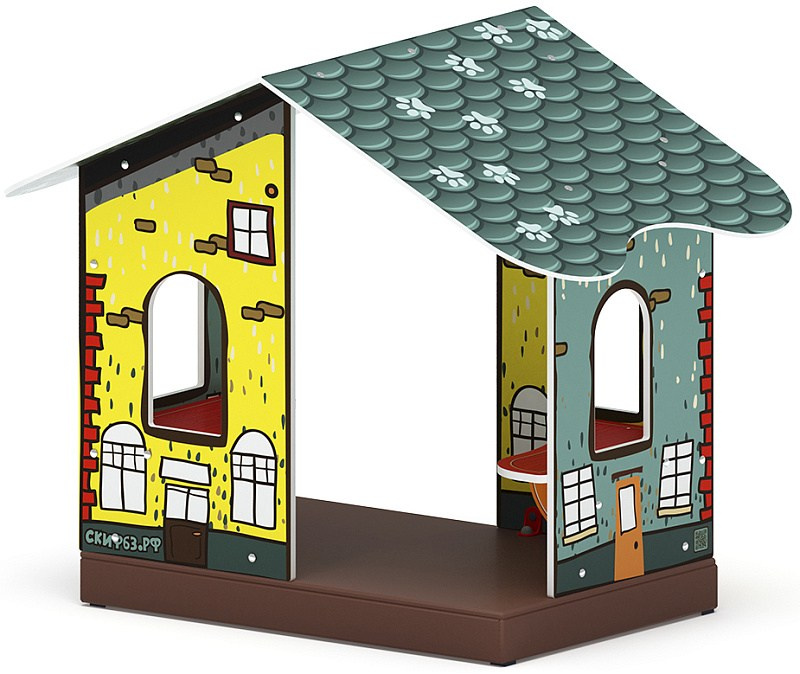 Домик мини тип 1 (Город) - МФ 10.01.10-01 Габариты (ШхДхВ): 1600x1000x1250 Зона безопасности, мм: 2600х2000