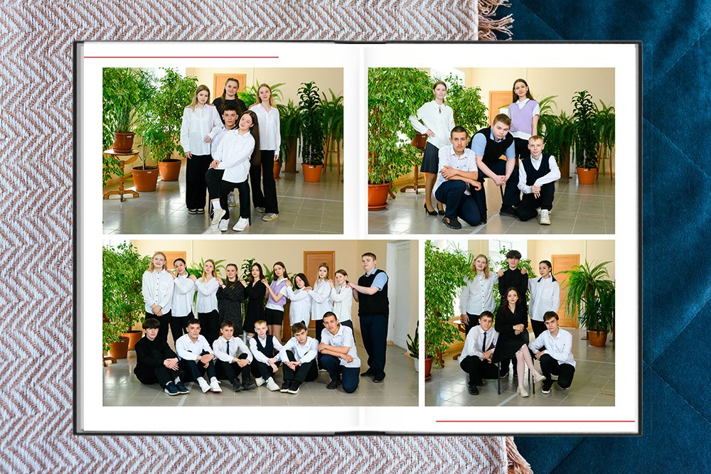 Выпускной альбом для 9 и 11 классов. Белый с акцентами. Студия выпускных альбомов Ольги Галкиной. Томск