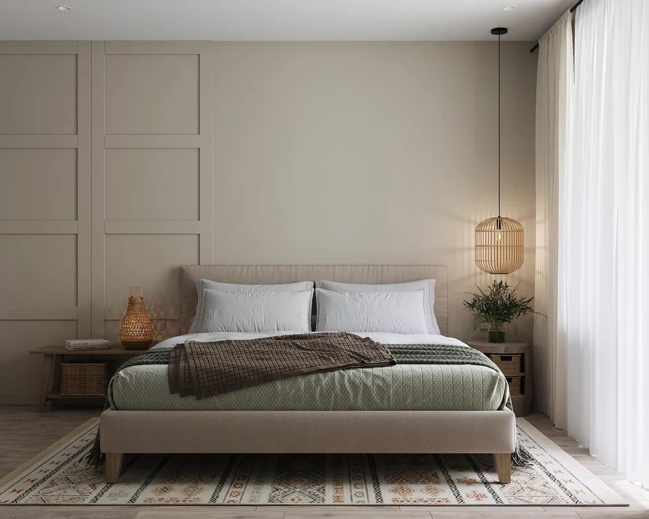 Уютная евродвушка в современном стиле с этническими мотивами. Студия Дизайна интерьера Tsvetdesign. Дизайнер в Санкт-Петербурге