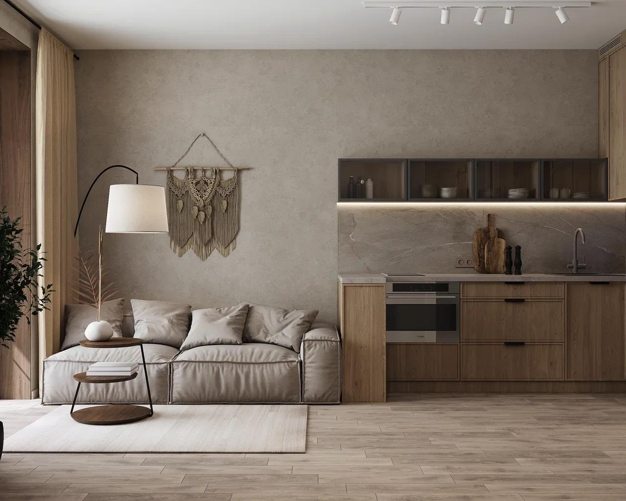 Уютная евродвушка в современном стиле с этническими мотивами. Студия Дизайна интерьера Tsvetdesign. Дизайнер в Санкт-Петербурге