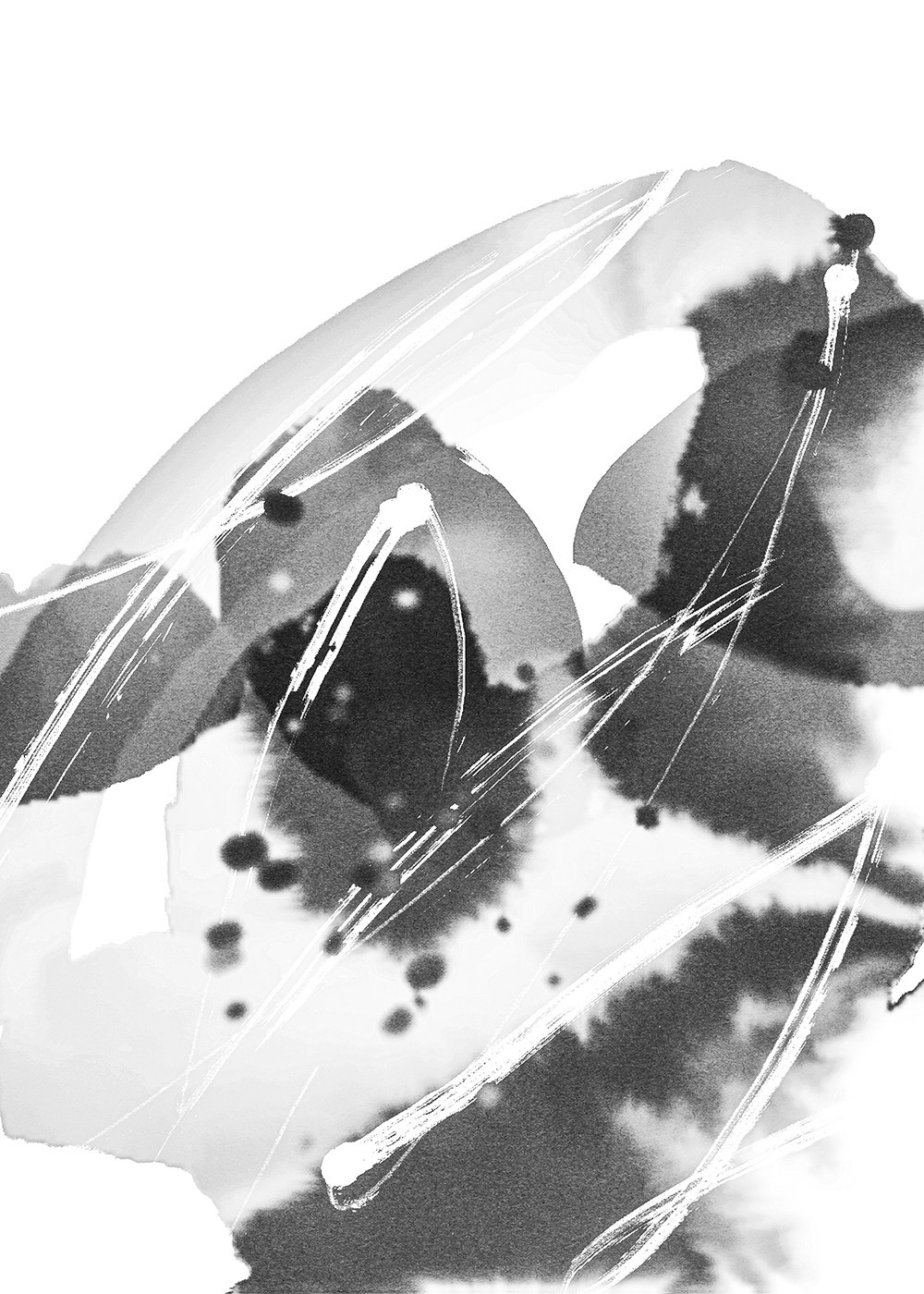 Черно-белая живопись для интерьера акварелью.