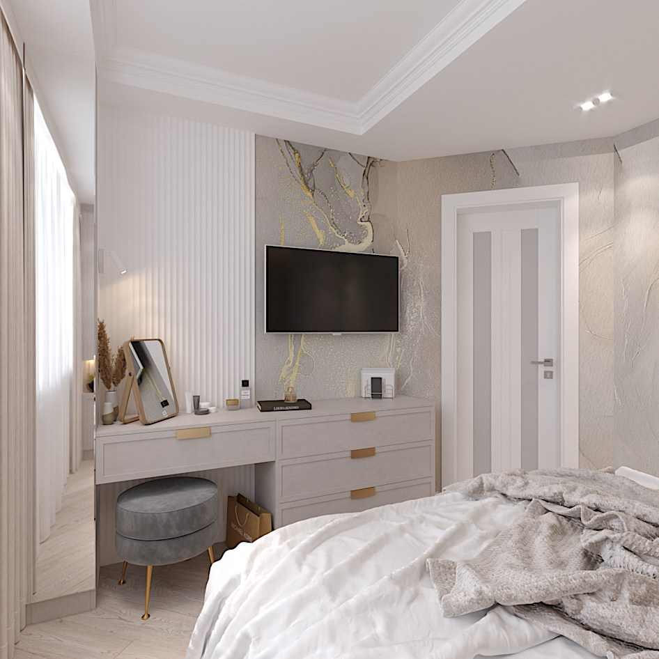 Светлая и уютная спальня. Студия интерьерной визуализации и дизайна FishkaRom в Краснодаре и по всей России