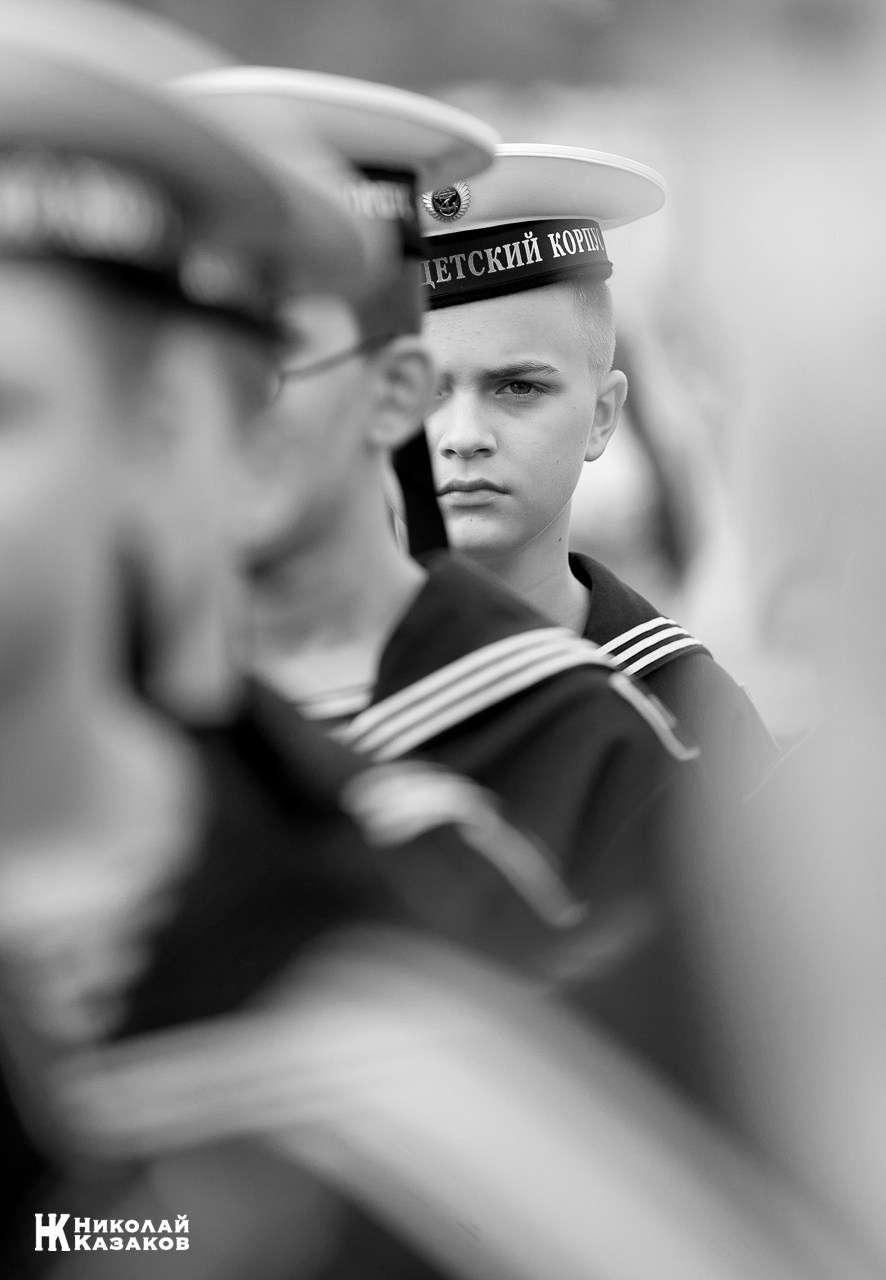 Черно-белый портрет воспитанника Кронштадского морского кадетского военного корпуса.