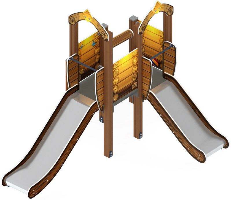 Карапуз (Эко) - ДИК 1.001.07-02 - Игровой комплекс Н=750 Н=900                                                                                                        Габариты (ШхДхВ): 2670x3140x2500                                                                                                                                                                     Зона безопасности, мм: 6640х6170                                                                                                                                                                          Скат горки: H=750 (металлический скат) / H=900 (металлический скат)