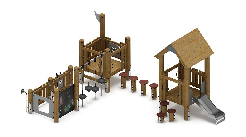 Игровой комплекс (лиственница орех) ДИК 1.24.04-Л.И1.02 Игровой комплекс (лиственница) ДИК 1.24.04-Л.И1 Габариты (ШхДхВ): 6150х4550х2880 Зона безопасности, мм: 9650х7550 Высота падения 900 мм. Возрастные ограничения от 3 до 7 лет