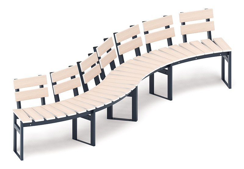 Модульная скамья радиальная (беленый дуб) МФ 42.01.21-01 Габариты (ШхДхВ): 3280х945х740 мм