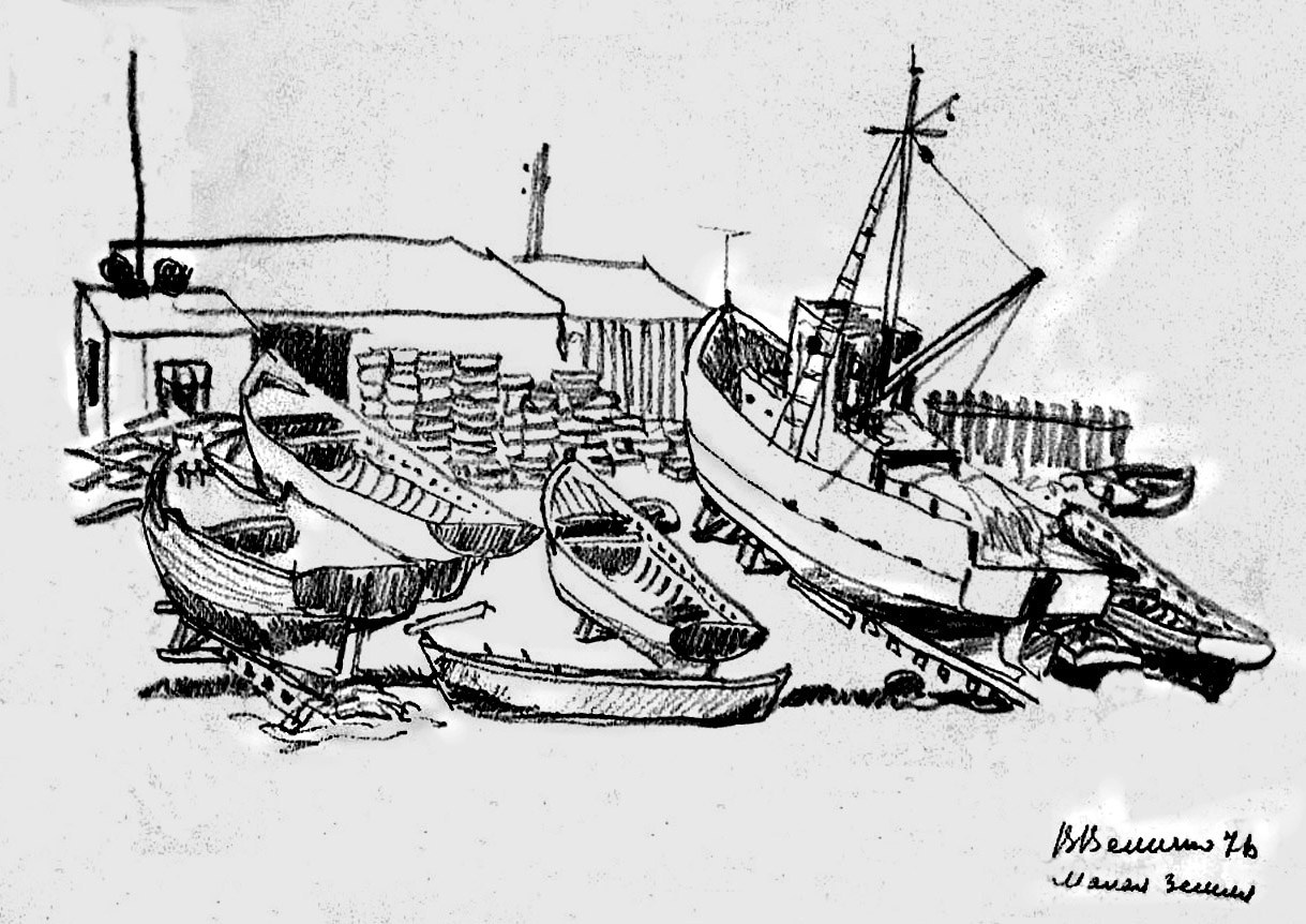 Лодки на берегу.Малая Земля. 1976.