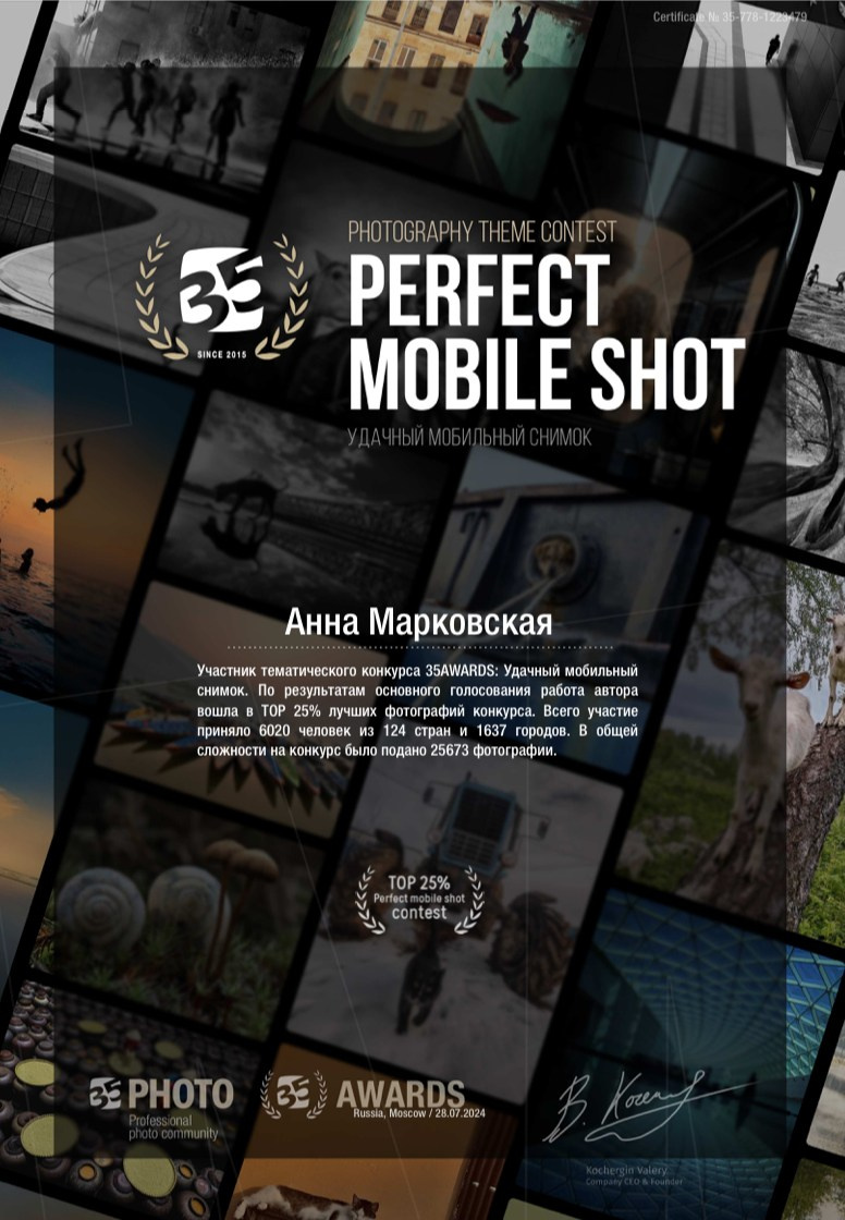 Достижения. Детский и семейный фотограф в Санкт-Петербурге Анна Марковская