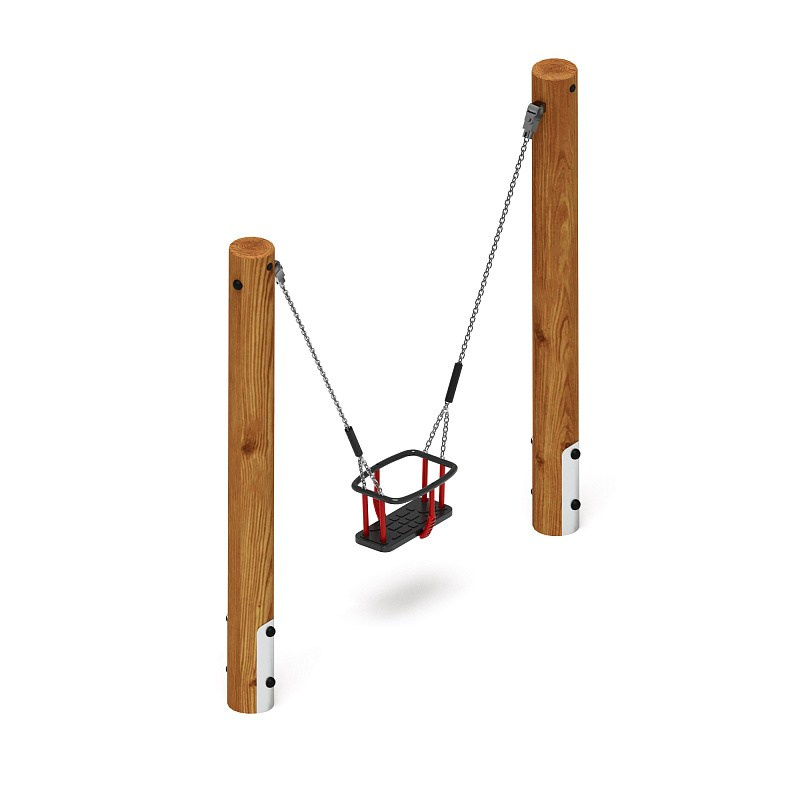 Качели (Лиственница темный) ИО 11.Р.04.01-Л.И2.01 Габариты (ШхДхВ): 2100х300х2050 Зона безопасности, мм: 2100х6950 Возрастные ограничения от 1 до 3 лет, весом не более 70 кг