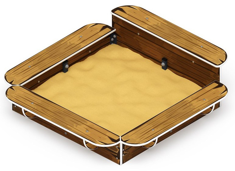 Песочница средняя (Коричневый) - ИО 5.01.15-02 Габариты (ШхДхВ): 1590x1540x420 Зона безопасности, мм: 2590х2540