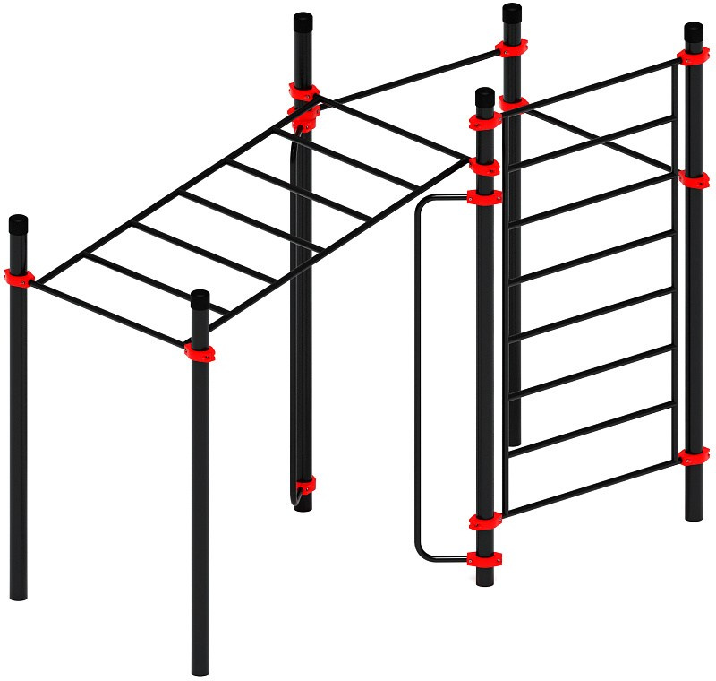 Воркаут ЛОВ 108 красный ВТ 102.12-01 Габариты (ШхДхВ):3350х1520х2600 Зона безопасности, мм:6350х4520