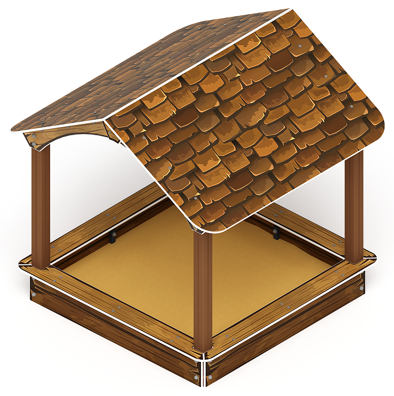 Песочный дворик с навесом Домик (Коричневый) - ИО 6.01.02-01 Габариты (ШхДхВ): 2000x2050x2000 Зона безопасности, мм: 3000х3050