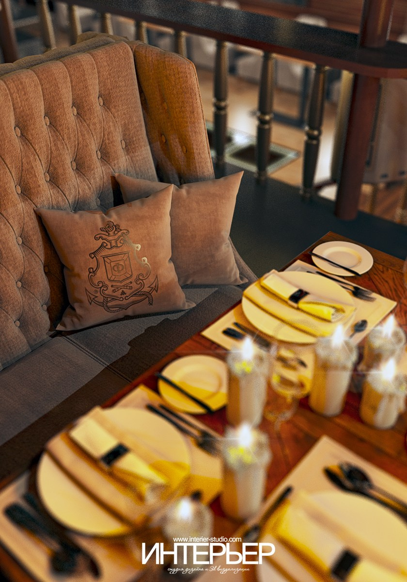 Ночной клуб на фрегате «Флагман», г. Великий Новгород. Дизайн интерьера, 3D визуализация и 3D моделирование. Создание проектов и чертежей. КМВ: Кисловодск, Пятигорск, Ессентуки и удаленно