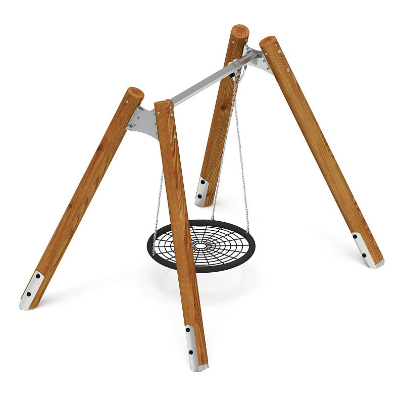 Качели Гнездо (Лиственница темный) ИО 11.Р.05.01-Л.И1.01Габариты (ШхДхВ): 3100х2250х2470 Зона безопасности, мм: 3100х7500 Возрастные ограничения от 3 лет