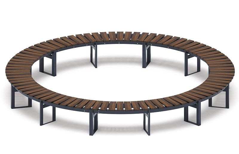 Модульная скамья радиальная (темный дуб) МФ 42.01.26 Габариты (ШхДхВ): 3500х3500х450 мм