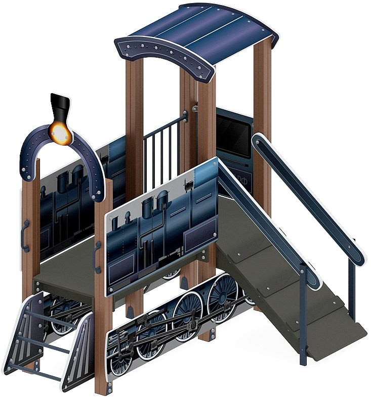 Паровозик (серо-синий) - Беседка мини - МФ 10.03.05-11 Габариты (ШхДхВ): 2460x1810x2350 Зона безопасности, мм: 5460х4810