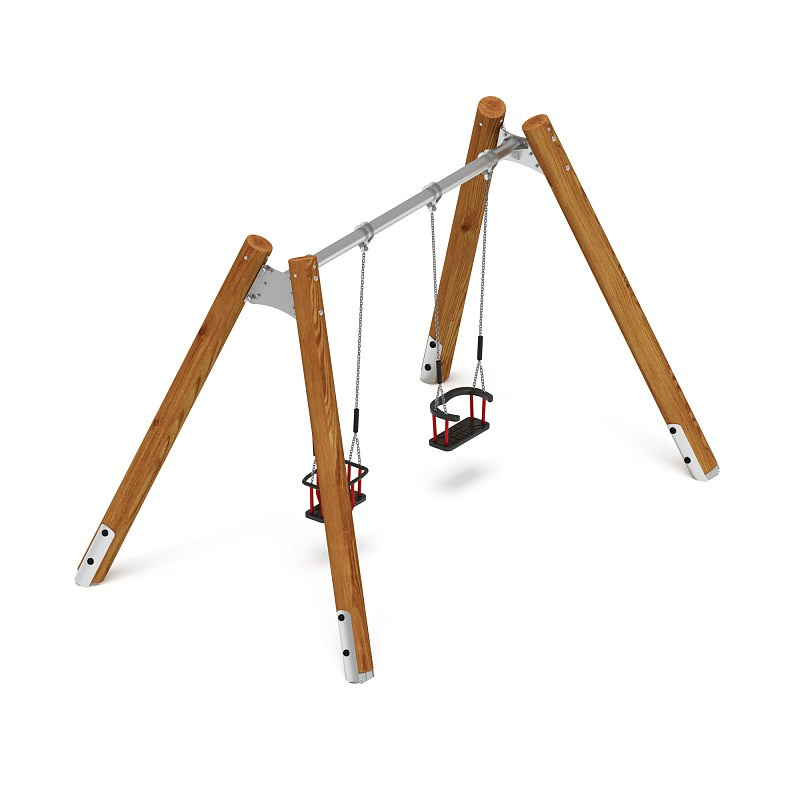 Качели (Лиственница темный) ИО 12.Р.01.04.01-Л.И2.01 Габариты (ШхДхВ): 3800х2250х2470 Зона безопасности, мм: 3800х6950 Возрастные ограничения от 1 до 12 лет, весом не более 70 кг