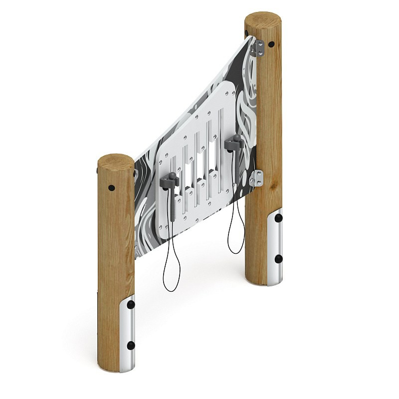 Металлофон (лиственница орех) МФ 22.01.09-И1.02 Габариты (ШхДхВ): 200х1340х1450 Зона безопасности, мм: 3200х2340