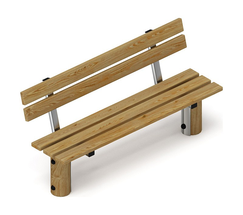 Скамья (лиственница орех) МФ 42.04.02-Л.И1.02 Габариты (ШхДхВ): 1700х560х840 Зона безопасности, мм: 2700х1560