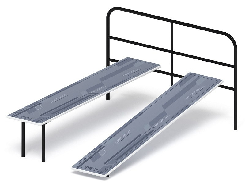 Скамья для пресса двойная (серый) - СО 2.40.04-03 Габариты (ШхДхВ): 2000x1590x1000 Зона безопасности, мм: 5000х4590