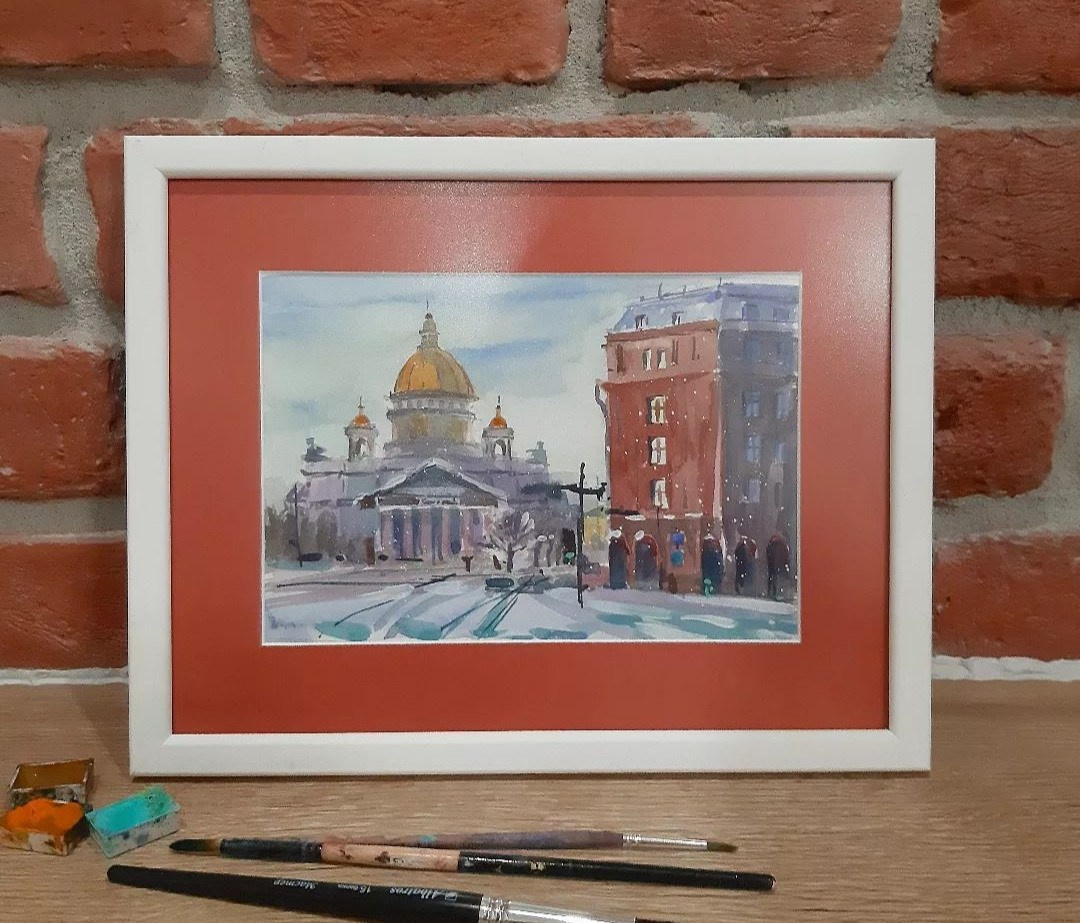 Бумага, акварель, багет, стекло 20×30 см 50€