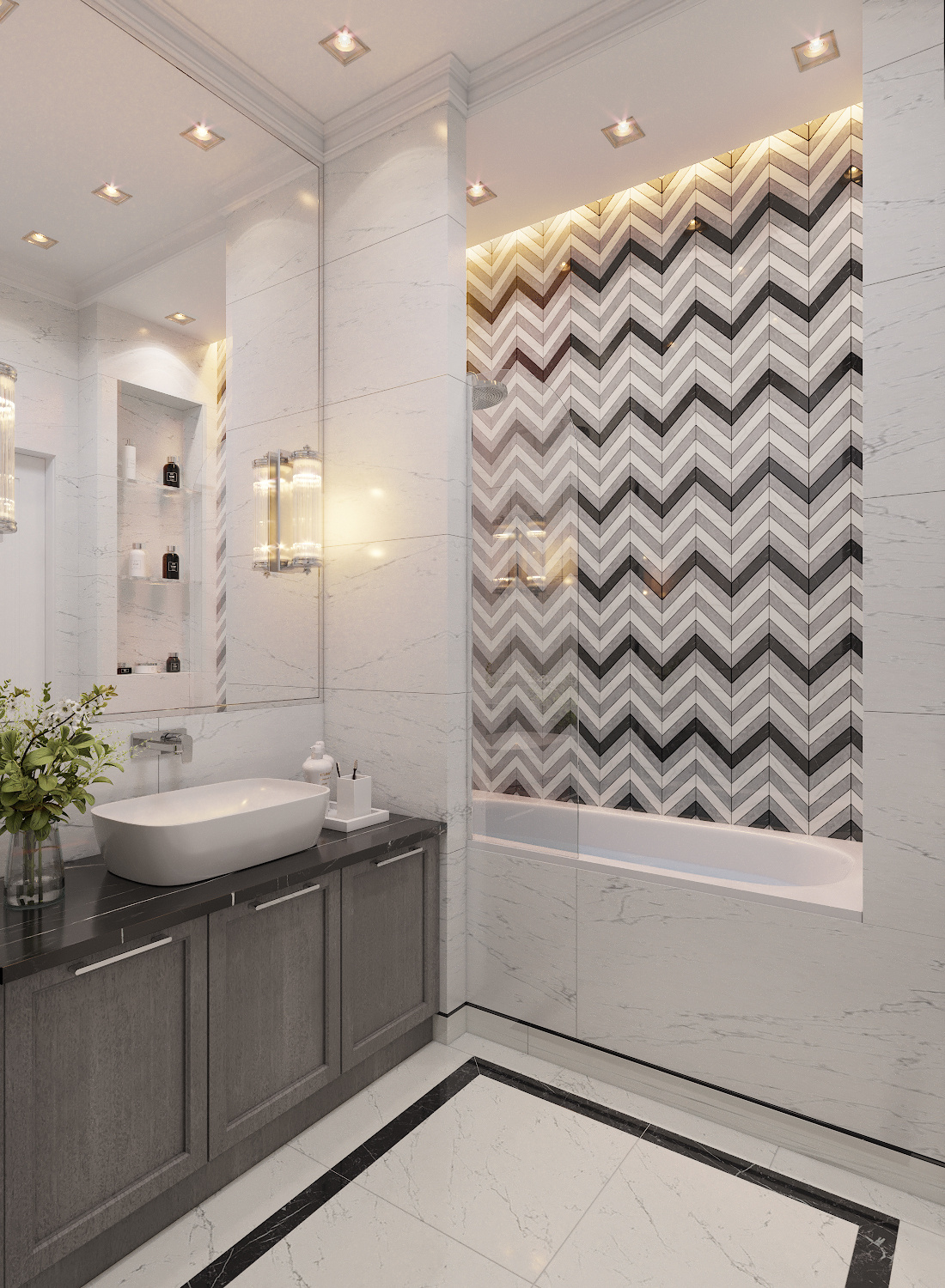 Плитка шеврон в интерьере