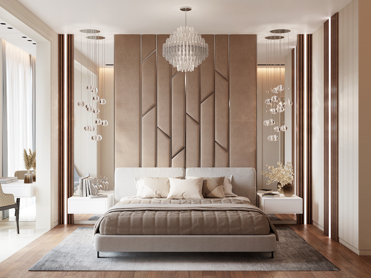 Дизайн спальни в бежевых тонах