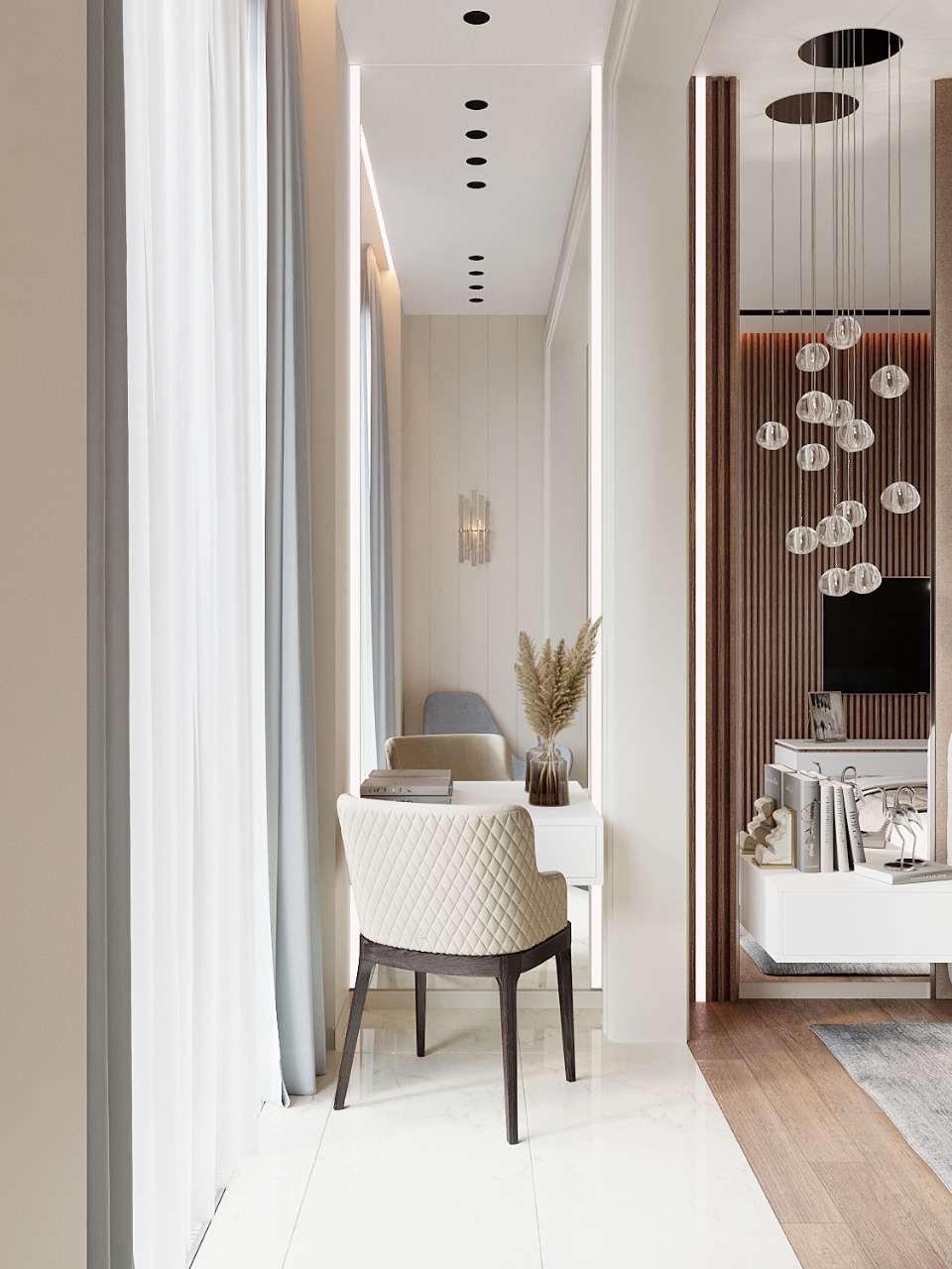 зеркальное панно в спальне