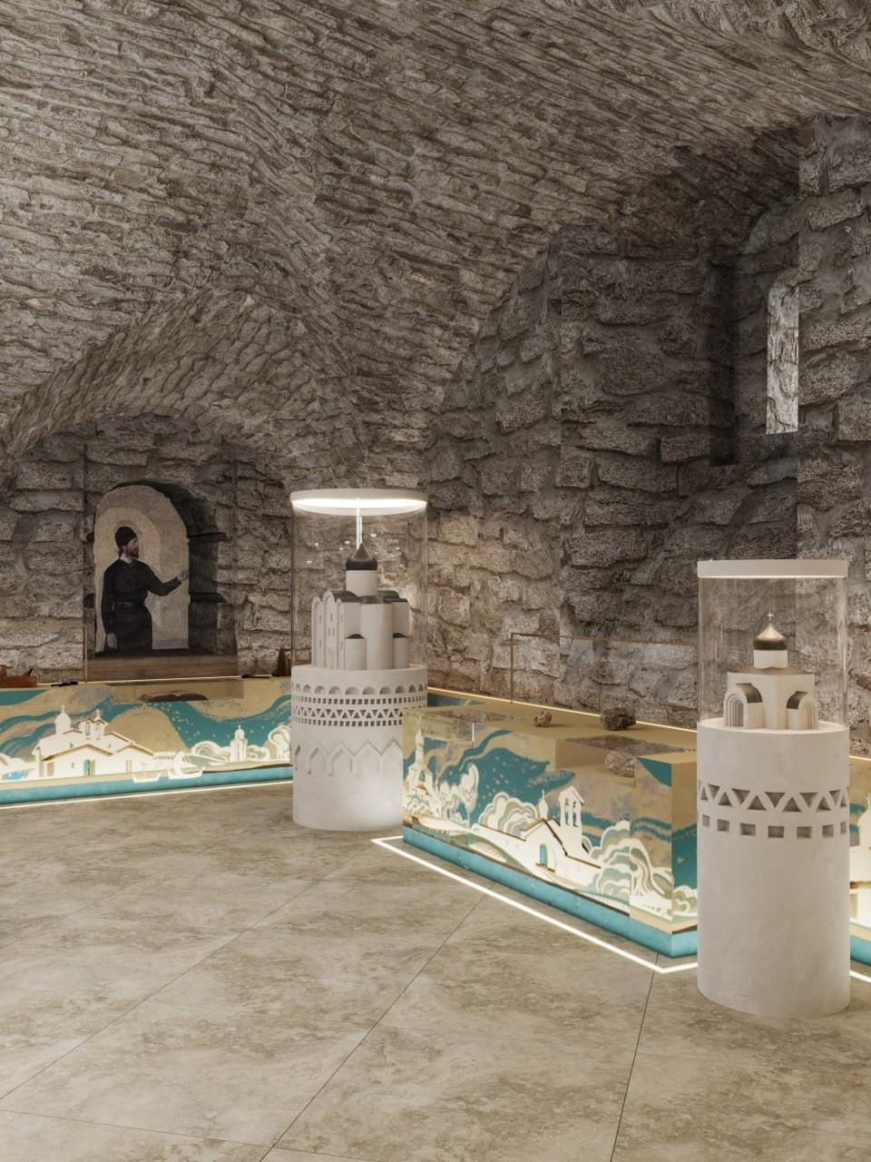 Эскиз керамического панно для оформления интерьера музея на территории Мирожского монастыря. Витраж и мозаика на заказ в Санкт-Петербурге