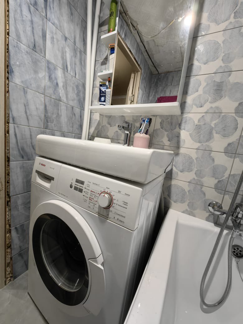 Ванная комната (ул. Ямашева д. 90). Ремонт санузла, туалета, ванной под ключ в Казани. Укладка плитки