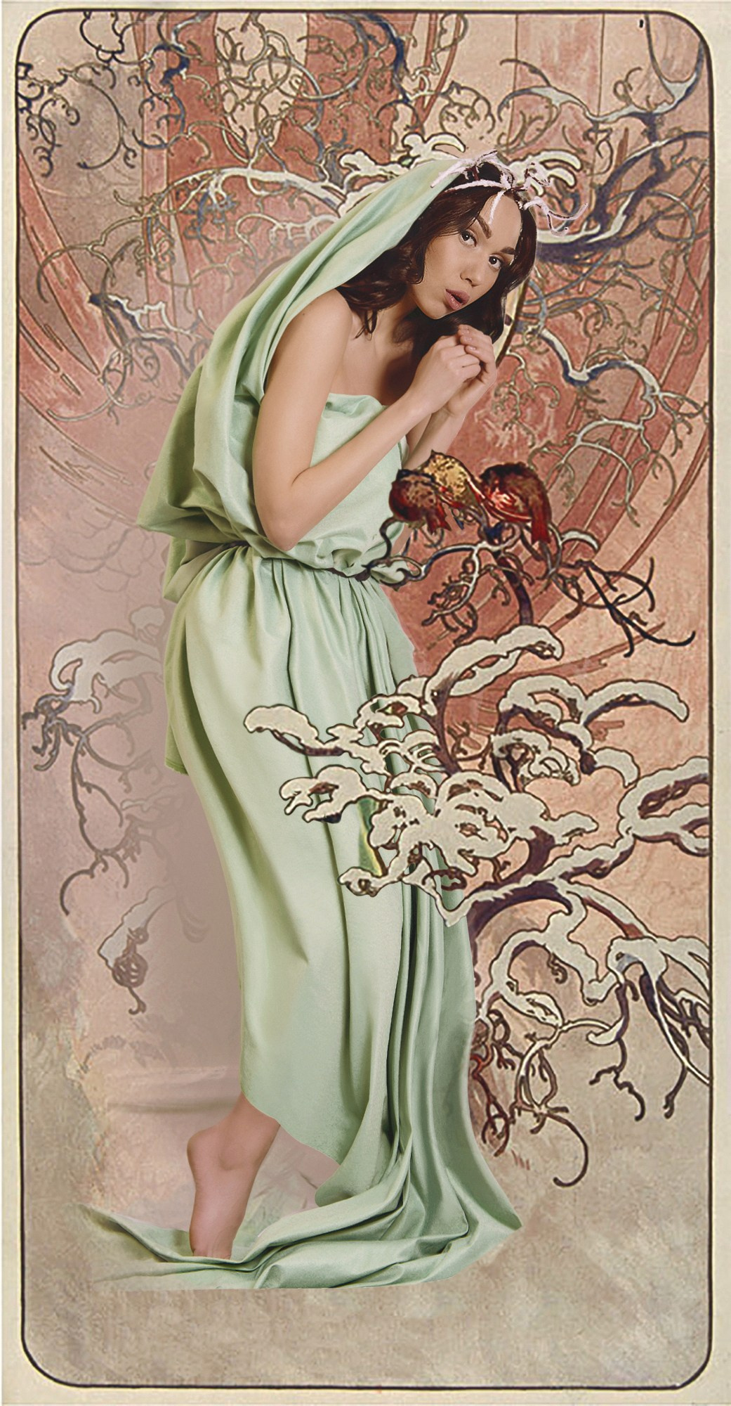 Фотосессия в образе Зима Временя года Альфонса Мухи