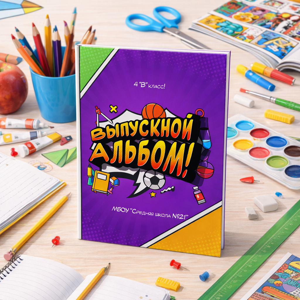 032 Comics II. Дизайны, psd шаблоны школьных и выпускных альбомов и обложек