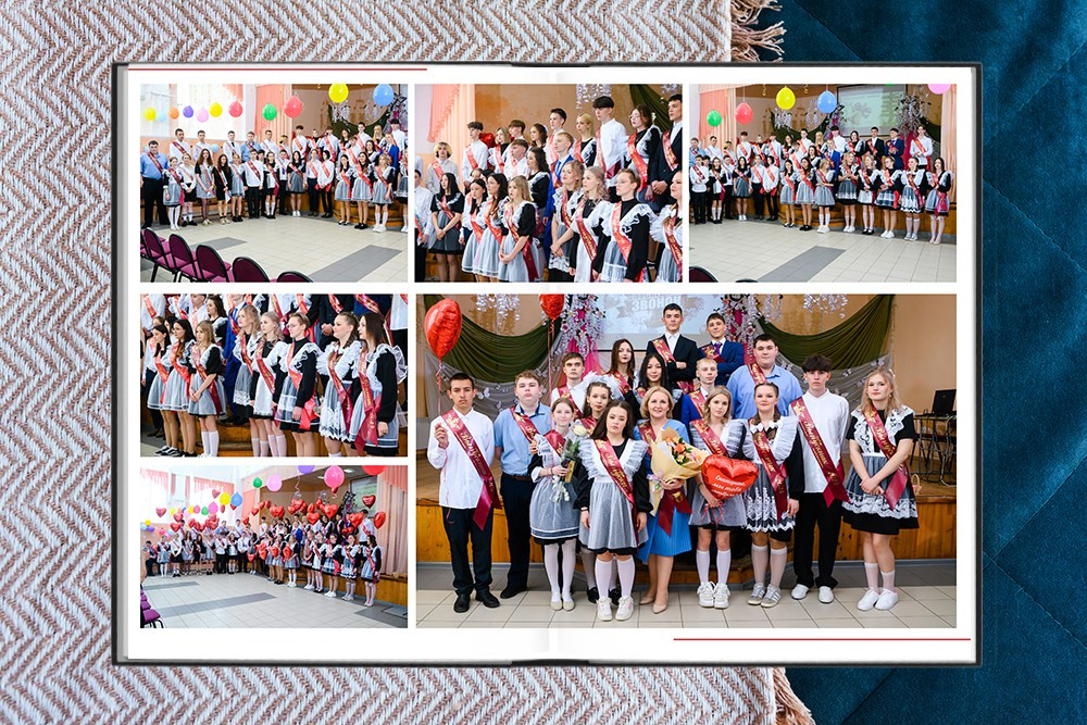 Выпускной альбом для 9 и 11 классов. Белый с акцентами. Студия выпускных альбомов Ольги Галкиной. Томск
