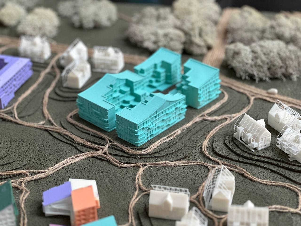 Курсовой макет поселка для студентов МАРХИ часть2. 3D печать
