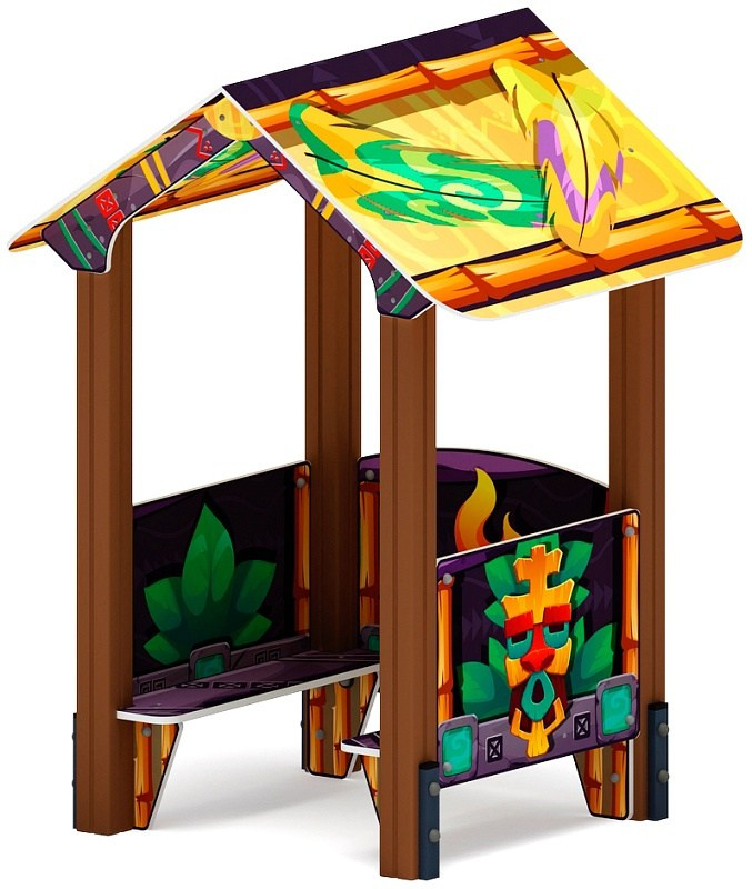 Домик малый 1 (майя) МФ 10.01.01-03 Габариты (ШхДхВ): 1420х1200х1850 Зона безопасности, мм: 2420х2200