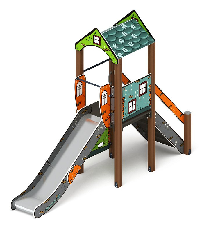 Играйте с нами (Город) - ДИК 2.01.1.01-01 - Игровой комплекс H=1200                                                                                                Габариты (ШхДхВ): 4080x1000x3000                                                                                                                                                                     Зона безопасности, мм: 7580х4000                                                                                                                                                                        Скат горки: H=1200 (металлический скат)                                                                                                                                           Возрастные ограничения от 5 до 12 лет