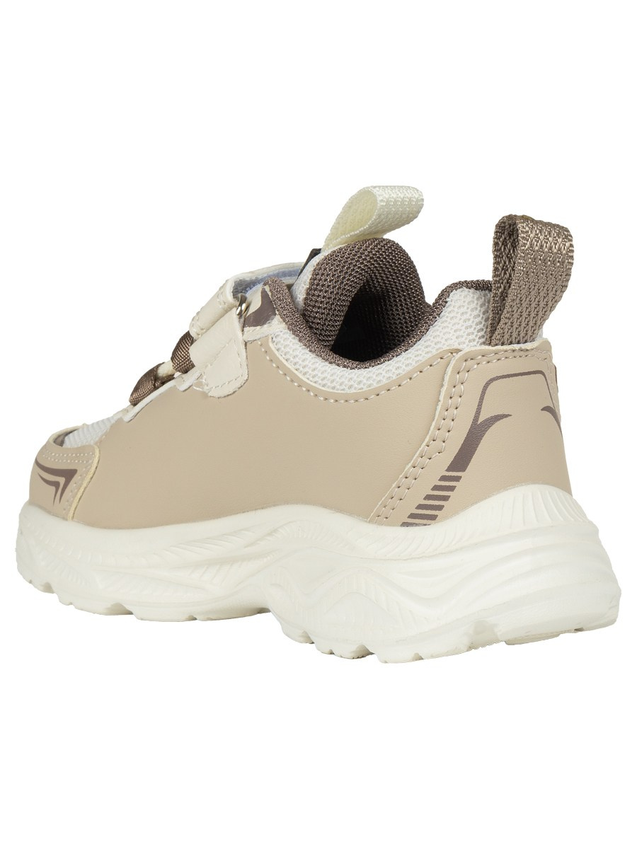 Кроссовки детские, бежево коричневые, на липучке вид с пятки