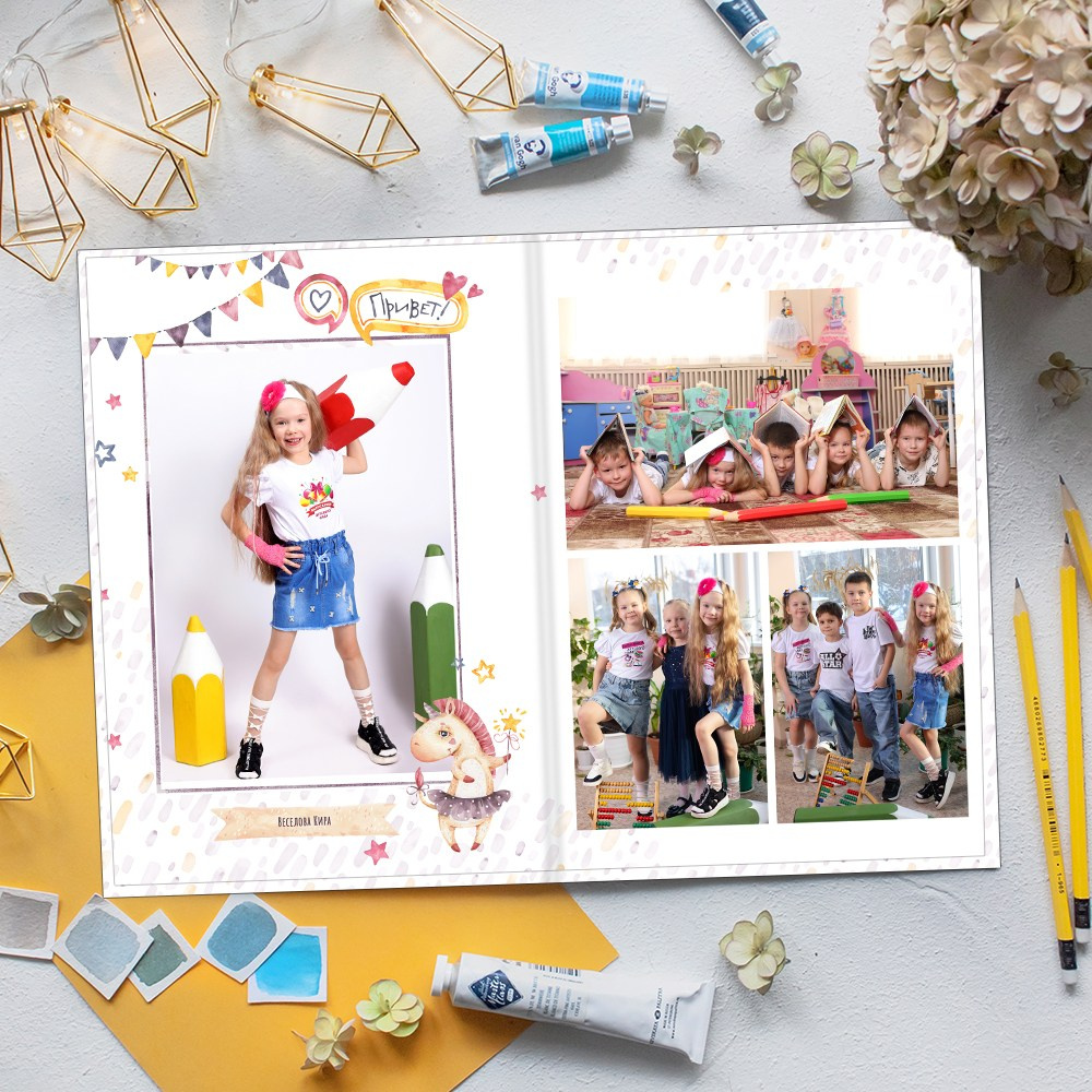 Выпускные альбомы в детский сад  3 разворота стандарт+ заказать Иваново Ярославле Костроме Владимире. Выпускные альбомы в Иваново в детский сад и школу. Александр и Светлана Янкины