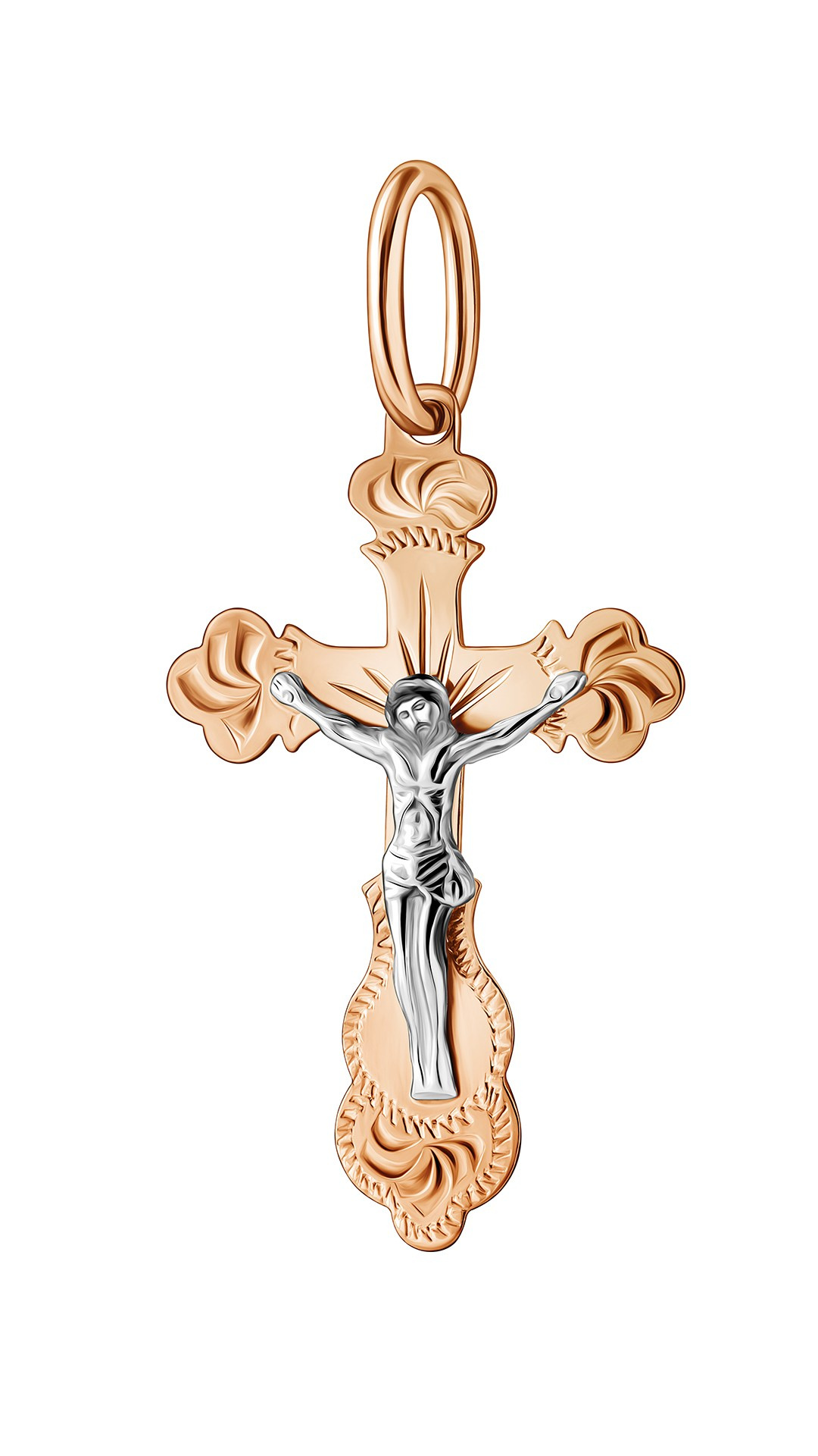 Фотосъемка ювелирных изделий, золотой крест на белом фоне для каталога 