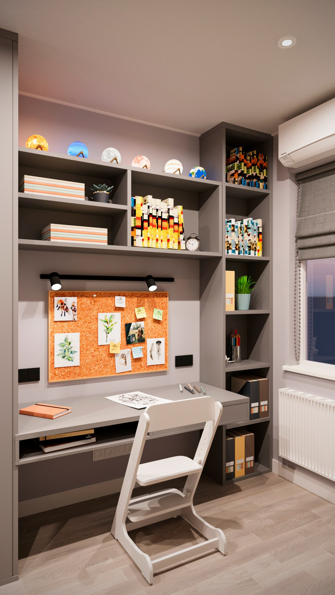 Космическая тема в детской: дизайн-проект с яркими обоями и шкафом-кроватью. Мастерская Добрых Интерьеров Александра и Аллы Добряк