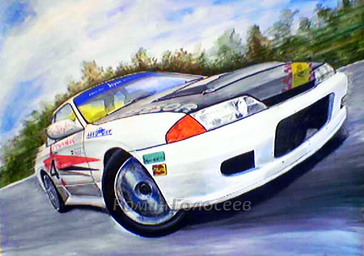 "Марафон Владивосток-Москва-Владивосток, Nissan Skyline  1991, R32, 2005",  40х60, бумага, акварель, 2005
