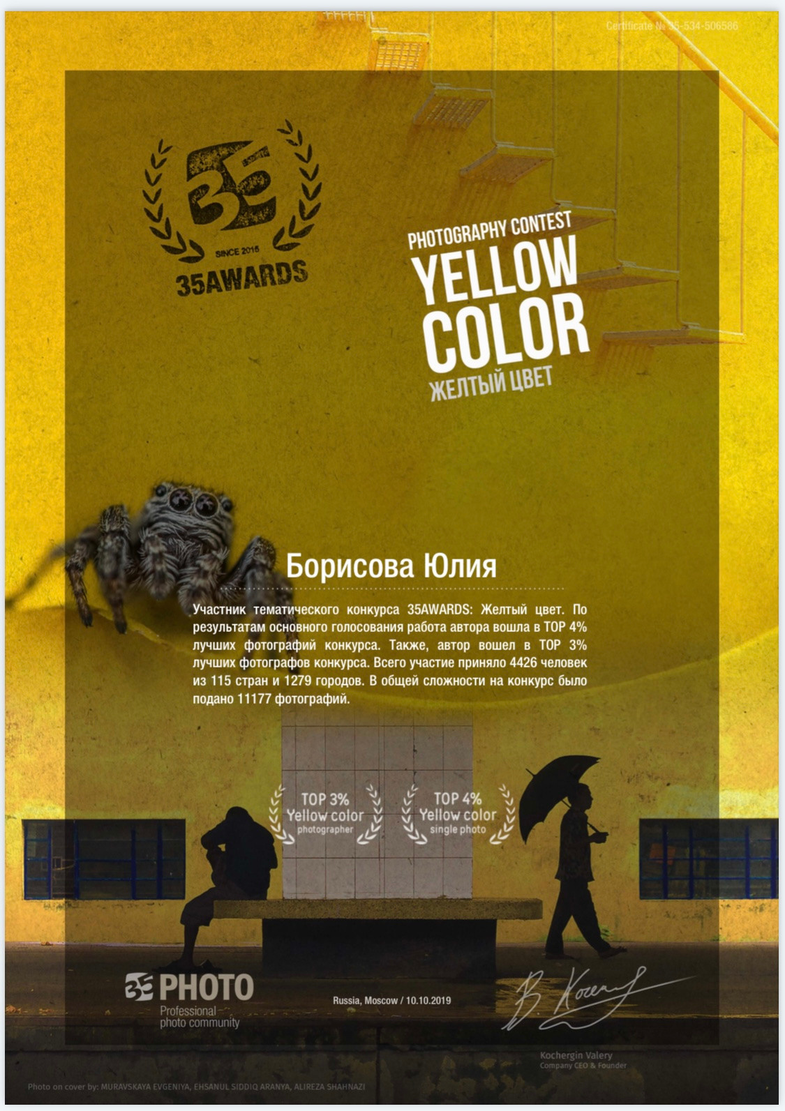 Мои премии. Фотограф в Москве Юлия Борисова