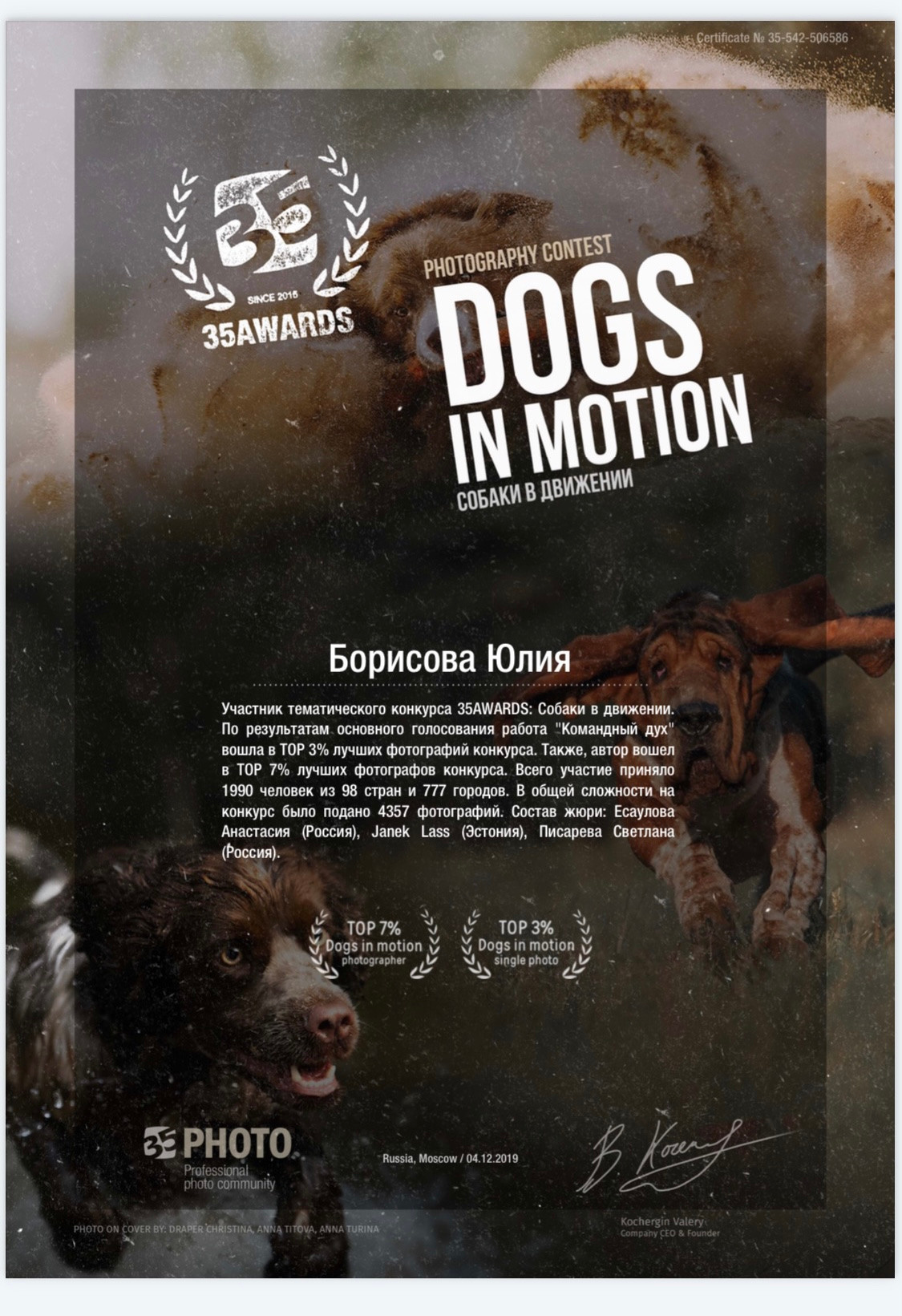 Мои премии. Фотограф в Москве Юлия Борисова