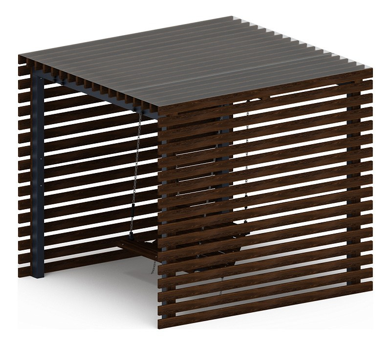 Пергола беседка с качелями - МФ 78.01.01-И1 /с поликарбонатом/ Габариты (ШхДхВ): 3000х2840х2730 мм 